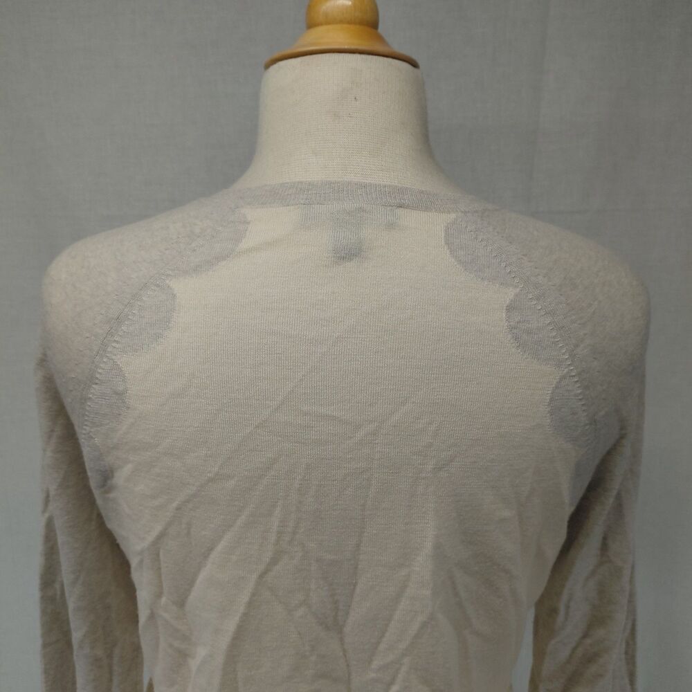 J.Crew Ringer Style LS Crewneck lightweight sweater cream/ gray SZ M - Picture 6 of 8